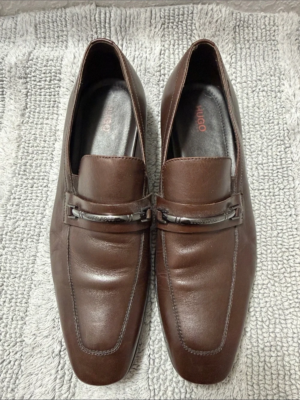 Hugo Brown Leather Slip-On Loafers for Men